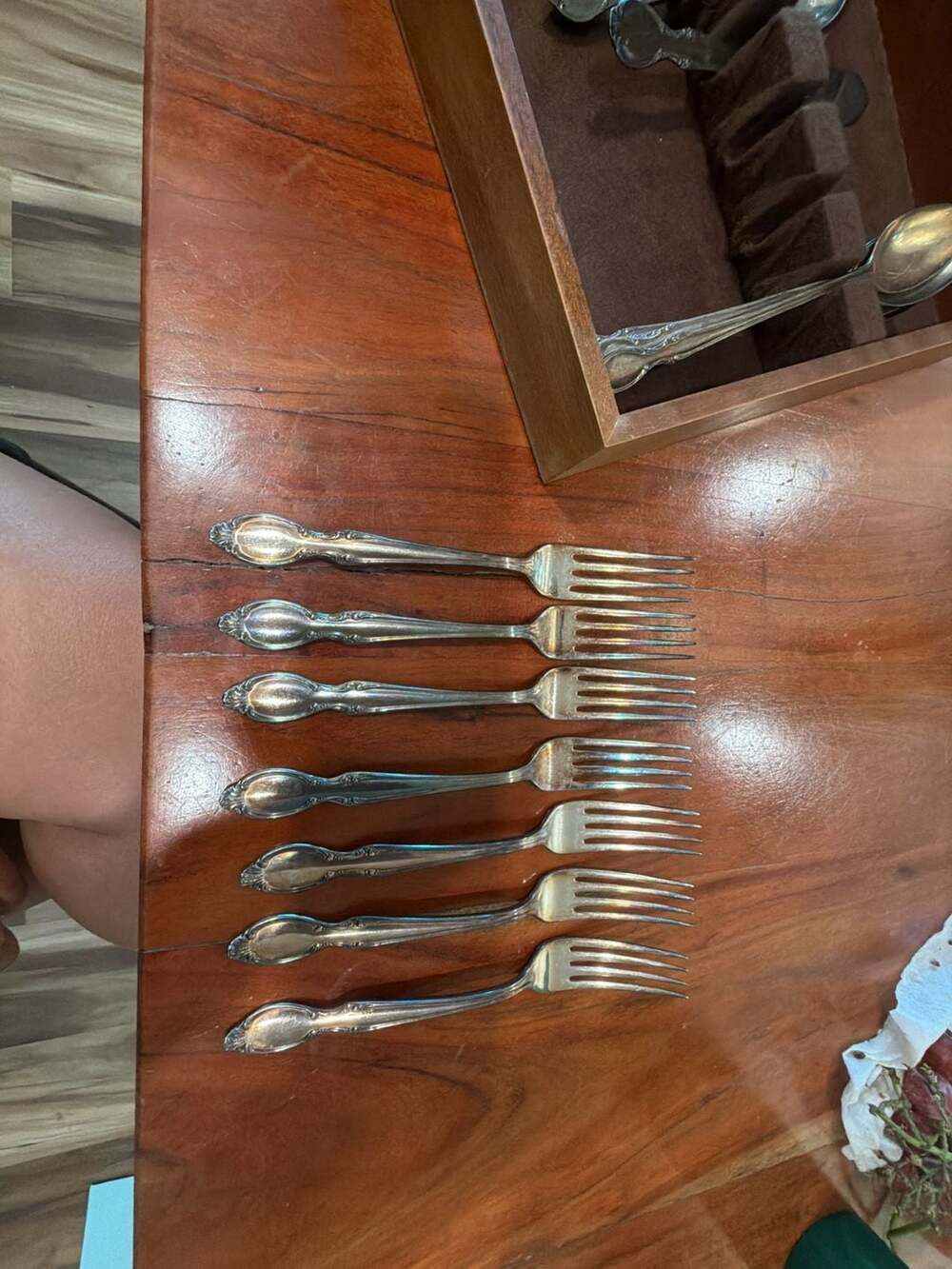 WM Rogers Silverplate Flatware Set with Wooden Box - Picture 6 of 7